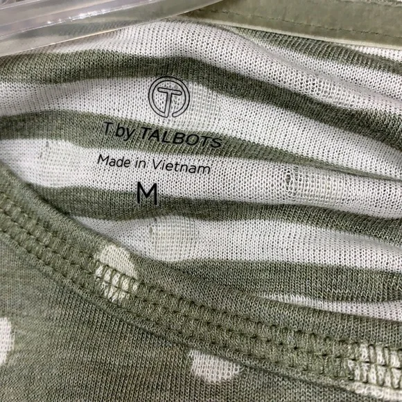 SzM Green/White Cuff Sleeve Top T by Talbots - Picture 8 of 9